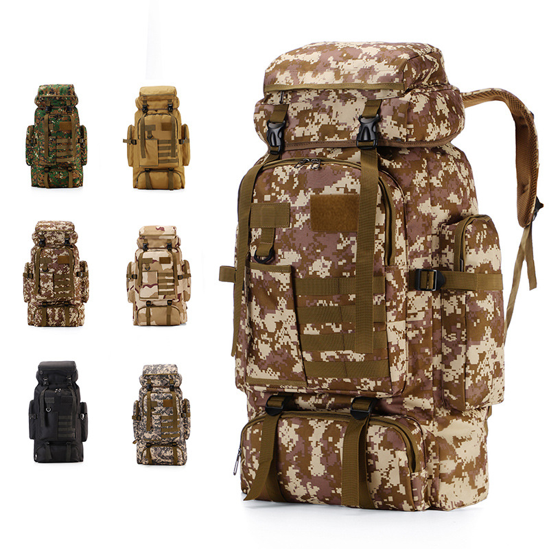 Large Capacity Camouflage 80l Backpack Travel Leisure Multi-Functional Backpack Outdoor Leisure Sports Hiking Bag
