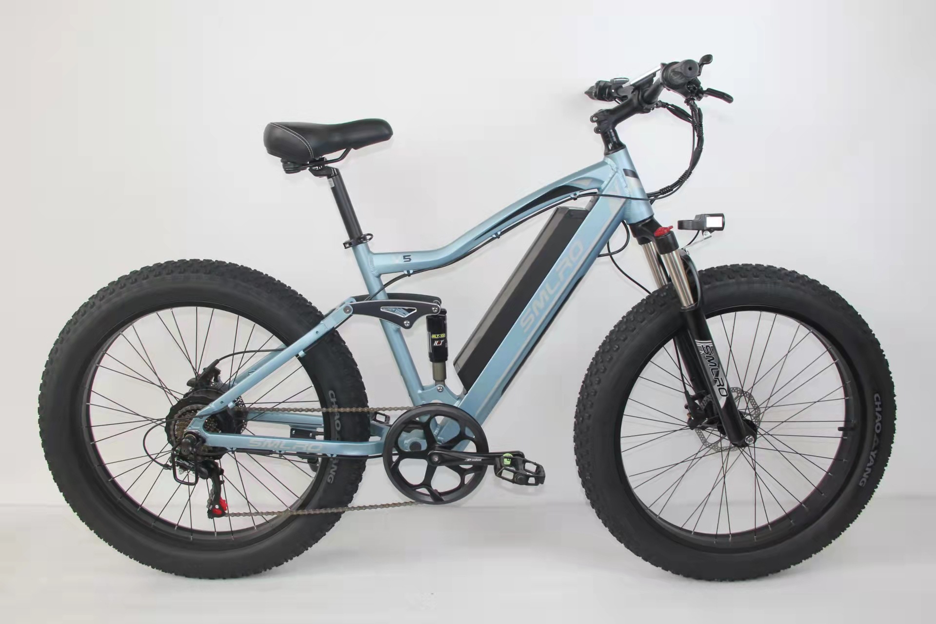 批发26寸48v电动自行车内置电池前后避震车架雪地电动车4.