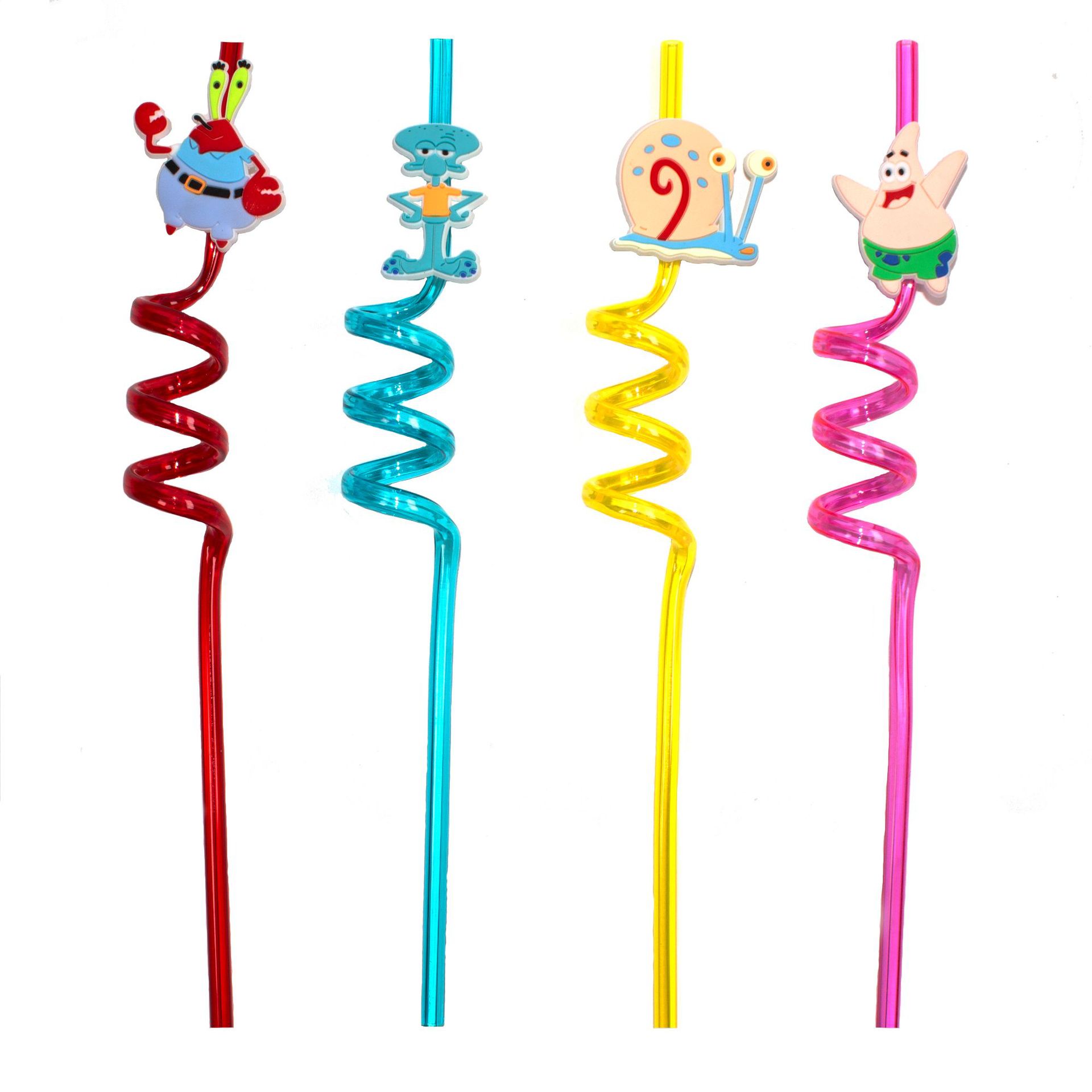 Amazon Pet Drink Cartoon Art Modeling Spiral Straw Set Hot Sale Party Decoration Factory Direct Sales