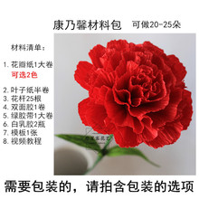 皱纹纸康乃馨单支25朵 花做花的材料 手工花纸花diy 材料妇女节