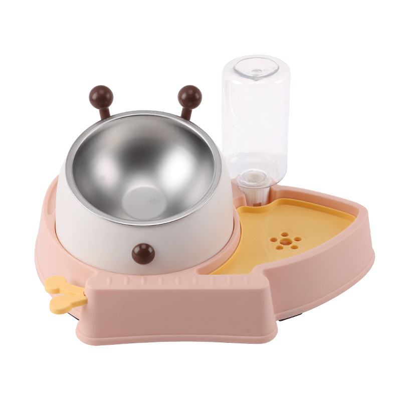 Cute Three-in-One Butterfly Flying Stainless Steel Pet Bowl Cat Bowl Dog Bowl Neck Protection Feeder Dual-Purpose Automatic Drinking Water