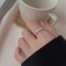 s925银戒指女小众设计时尚素圈轻奢个性食指戒ins潮字母开口指环