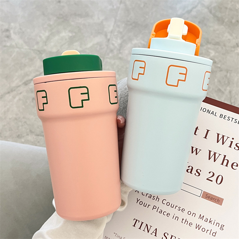 316 Stainless Steel Coffee Cup Girl Drinking Bottle Thermos Cup Good-looking Cartoon Cute Coffee Portable Cup Wholesale