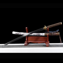 龙泉市刀剑T10钢覆土烧刃一体锻打日式指挥刀唐横刀冷兵器未开刃