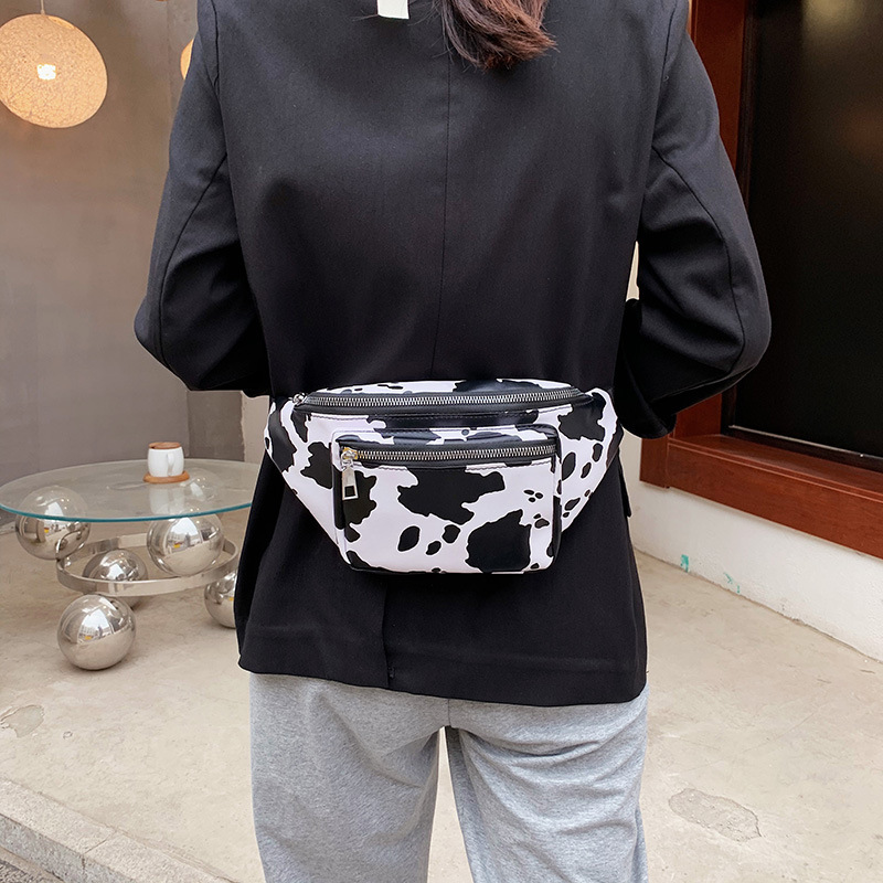 2021 New Summer Crossbody Cows Pattern Bag Chest Bag Ins Fashionable Stylish Women's Waist Bag Striped Sports Bag