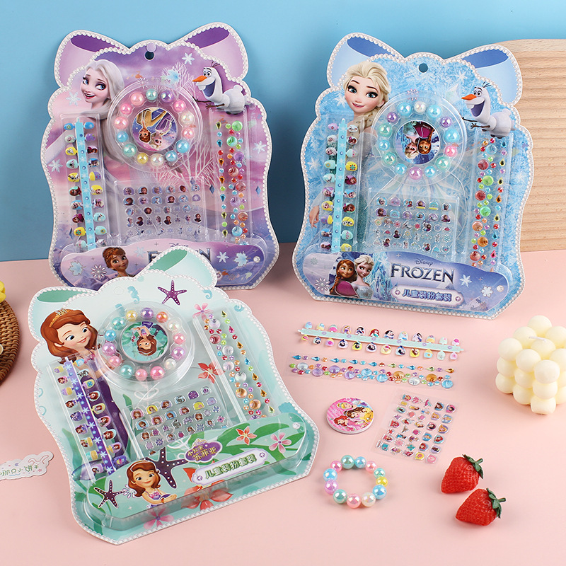 Children's Manicure Dress-up Set Cartoon Princess Nail Sticker Painting Handmade DIY Beaded Nail Sticker Ornament Toy