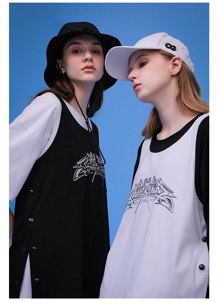 bf风宽松工字无袖运动背心女外穿嘻哈学生篮球球衣夏季薄款