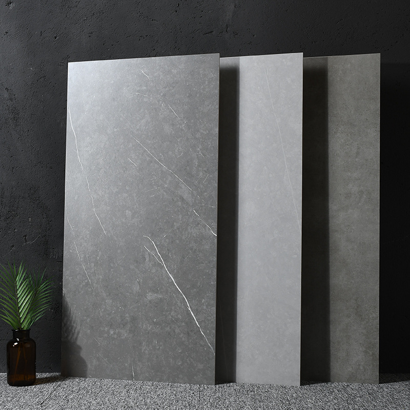 灰色仿古砖瓷砖600x1200客厅服装店复古半抛工装素色仿大理石地砖