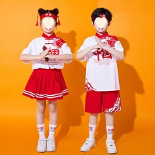 六一儿童啦啦队演出服幼儿园班服小会服装中国风表演服装