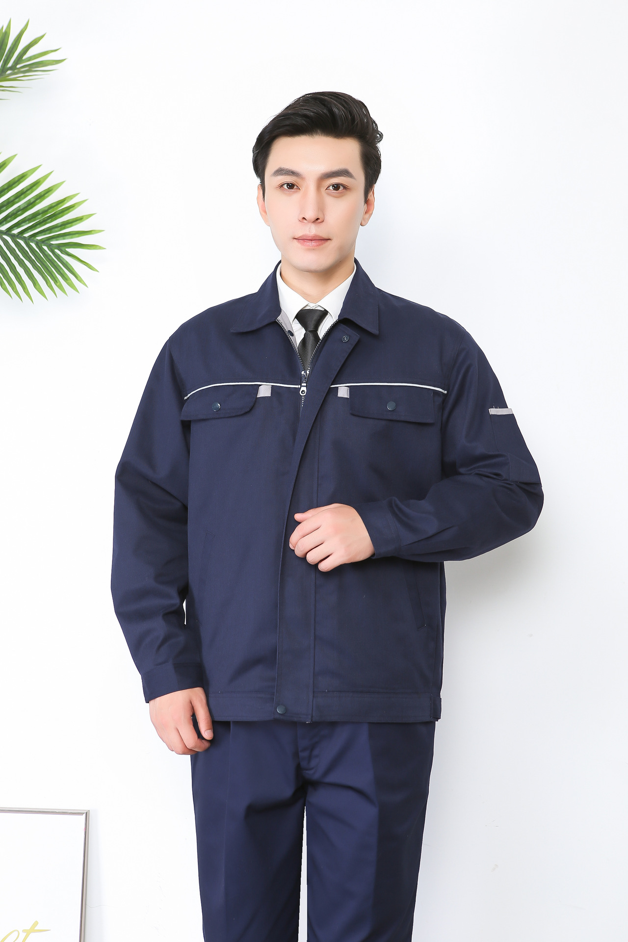 春秋冬长袖工作服套装男女工地工程耐磨长袖带反光条汽修电焊工装