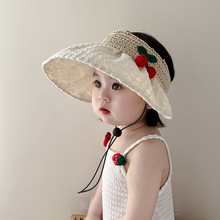韩版儿童帽子夏季大檐草编空顶帽可爱遮阳防紫外线女宝宝太阳帽潮