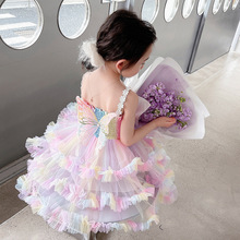 女童2024年夏款新款翅膀吊带裙一件代发六一表演服网红公主连衣裙