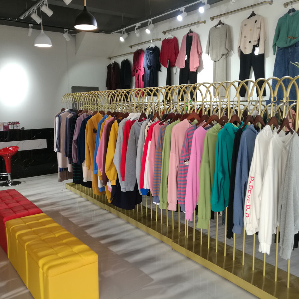 铁艺服装店衣架展示架双杠中岛服装货架落地架女装店挂衣服架双排