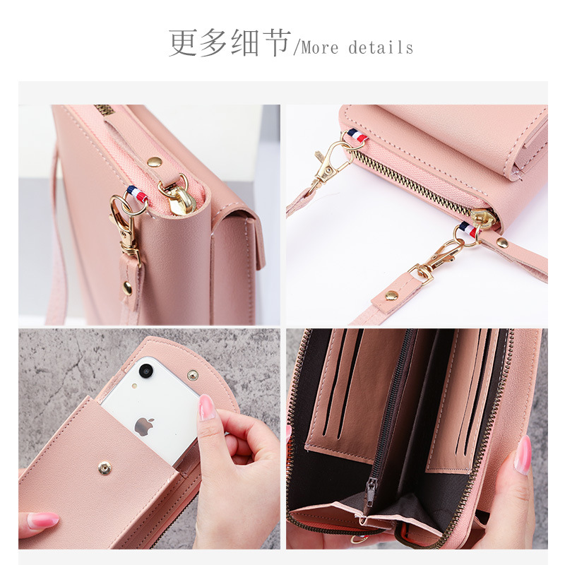 Women's Bag Mobile Phone Bag Small One Shoulder Crossbody Zipper Bag Long Clutch Women's Wallet Foreign Trade in Stock