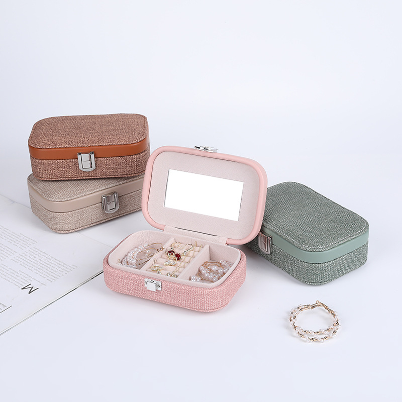 Korean Style Small and Beautiful Solid Color Jewelry Box Fashion Storage Box Portable Necklace Ring Earrings Jewelry Box