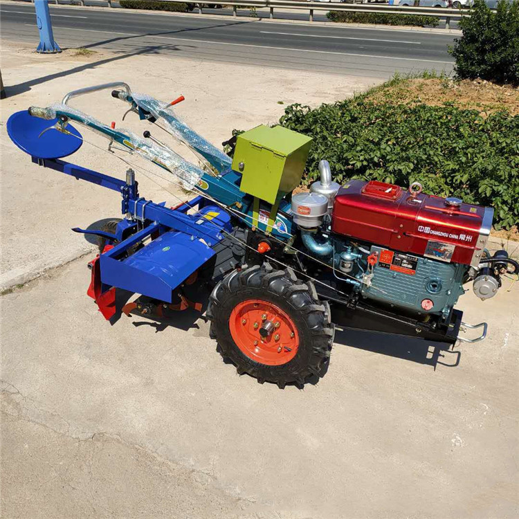 小块地作业柴油电启动手扶犁田机 手扶拖拉机前置施肥箱-阿里巴巴