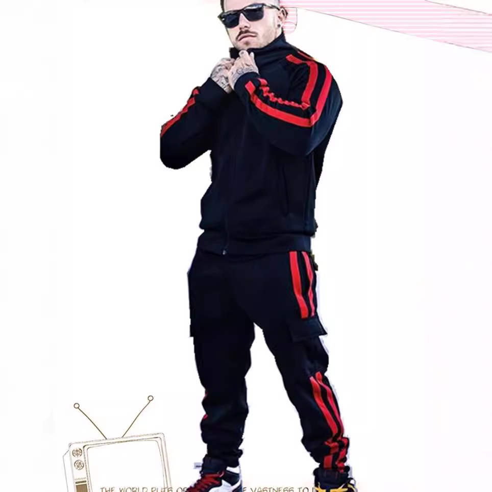 新款欧美跨境潮牌男士户外跑步休闲娱乐套装运动服套装自产-阿里巴巴