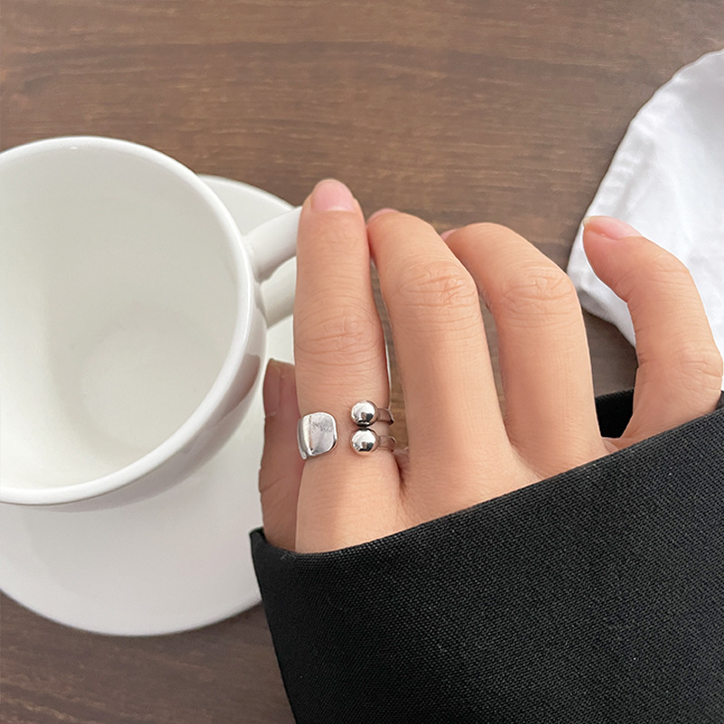 Zhiyun Smiley Face 925 Sterling Silver Ring Non-Fading Special-Interest Design Korean Style Internet Celebrity Ins Style Open Little Finger Ring Female Wholesale