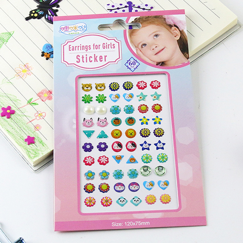 Cross-Border Children's Three-Dimensional Stickers Girls' Earrings Stickers DIY Colorful Crystals Stickers Nail Sticker Decorative Sticker Crystal Epoxy Stickers