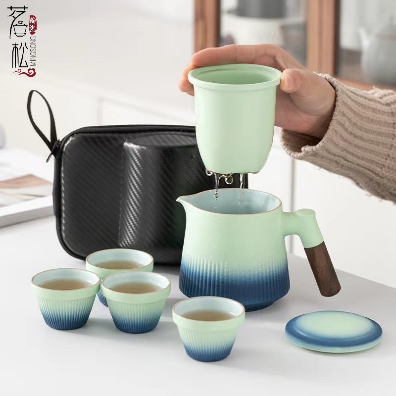 kung fu tea set outdoor travel tea set one pot four cups th anniversary commemorative gift quick cup annual meeting gift