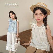 陈大猪女童娃娃衫2024夏季新款无袖衬衫洋气时髦儿童小衫上衣