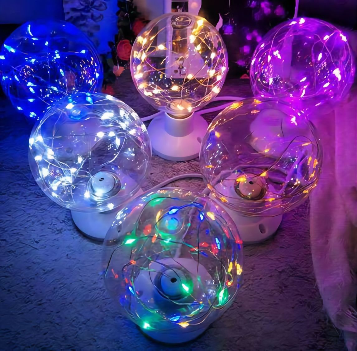 led创意铜线球泡灯 节日婚庆活动装饰灯pc罩rgb七彩变光氛围彩灯