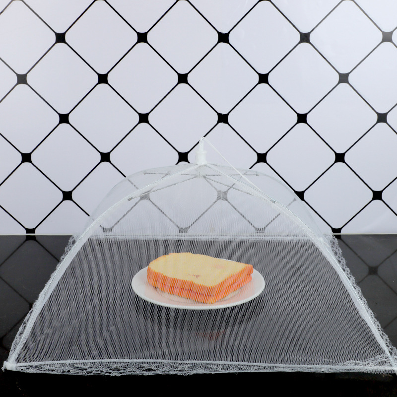 白色方形饭菜罩 网纱折叠可拆洗食物罩 盖菜罩 餐桌罩 防虫罩