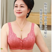 妈妈内衣文胸聚拢无痕前开扣蕾丝抹胸背心舒适无钢圈胸罩中老年款