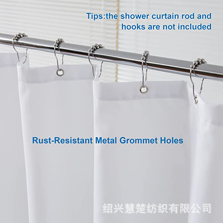 Factory in Stock Plain Pure White Thickened Shower Curtain Waterproof and Mildew-Proof Polyester More Sizes Bathroom Curtain