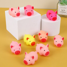 跨境现货夜市爆款搪胶可爱发声迷你小猪玩具 儿童动物小猪模型