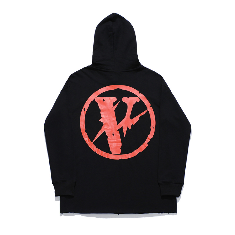 欧美潮牌vlone联名friends藤原浩闪电连帽卫衣男女大v帽衫外套潮