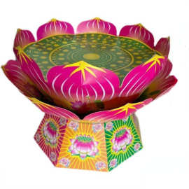 双层莲花台莲花聚宝盆莲花底座荷叶盆纸扎纸活烧纸祭祀殡葬用品