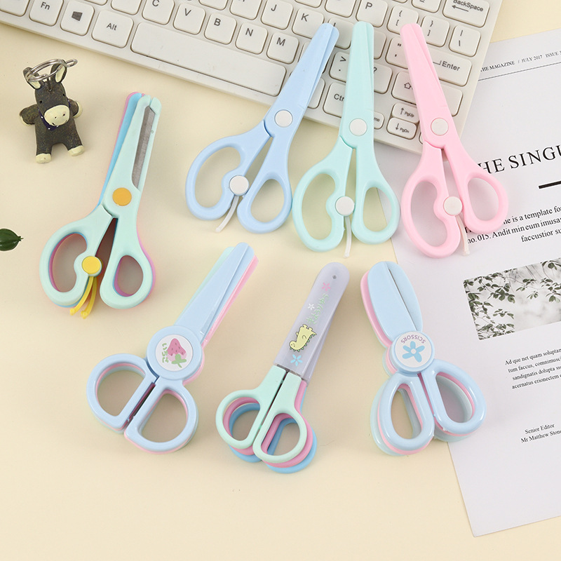 Lidemei Scissors for Students Plastic Macaron Color Safety Art Stationery Handmade Office Stainless Steel Children's Scissors