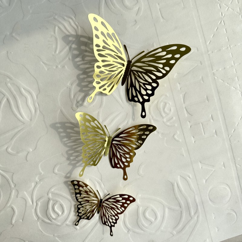 Paper Gold Double-Sided Butterfly Cake Decoration Birthday Cake Decoration Cake Plug-in Cake Ornaments Topper for Baking