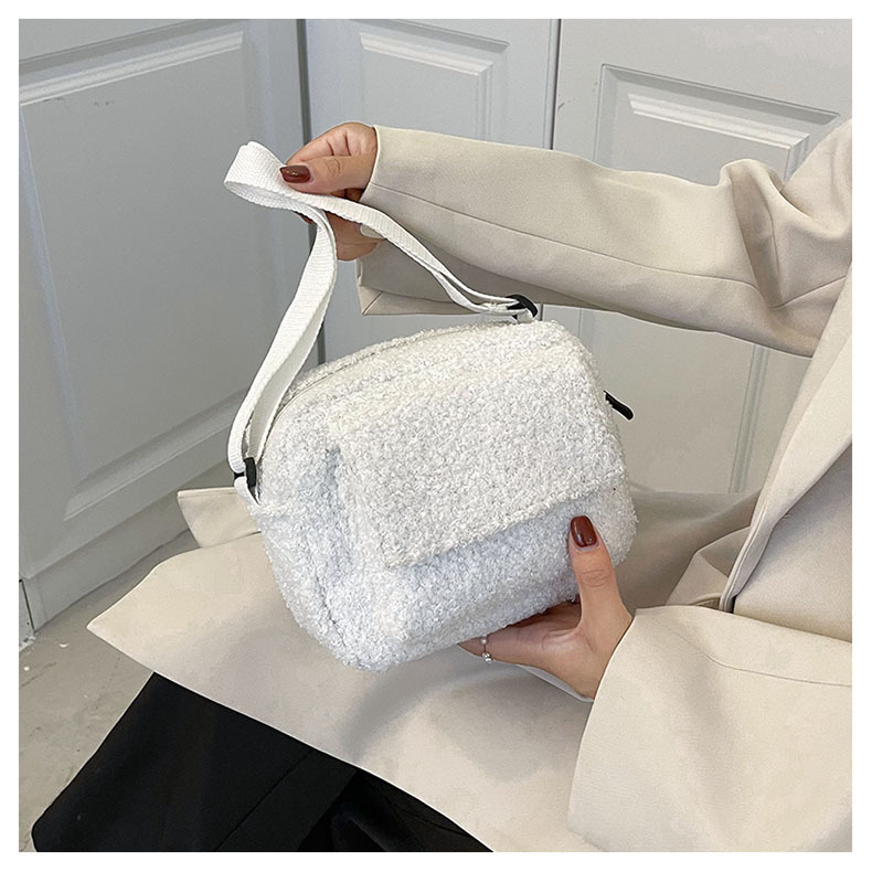 Bag Women's Bag New 2021 Autumn and Winter Lamb Wool Bag Fashion Ins Small Square Bag with Lid Simple Shoulder Messenger Bag