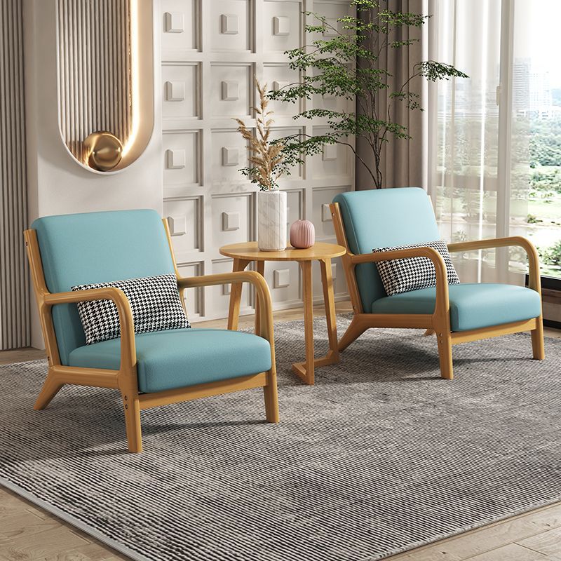北欧风格实木布艺单人沙发椅适合办公室、酒店、民宿等客厅、洽谈