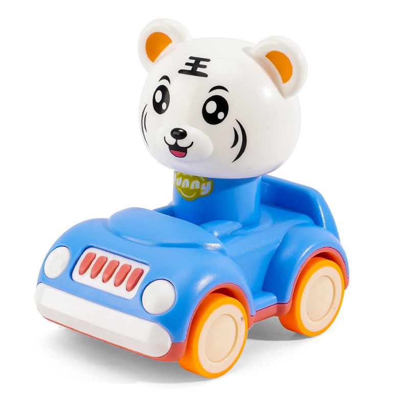 Children's Cartoon Pressing Toy Car Kindergarten Baby Animal Car Cute Pet Inertia Toy Car Gift Wholesale