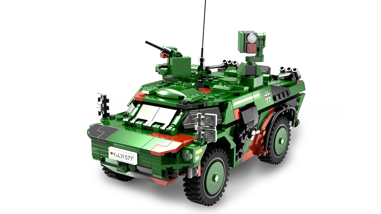 跨境现货星堡xb06053德军事战场非洲小狐装甲车拼装积木男孩玩具