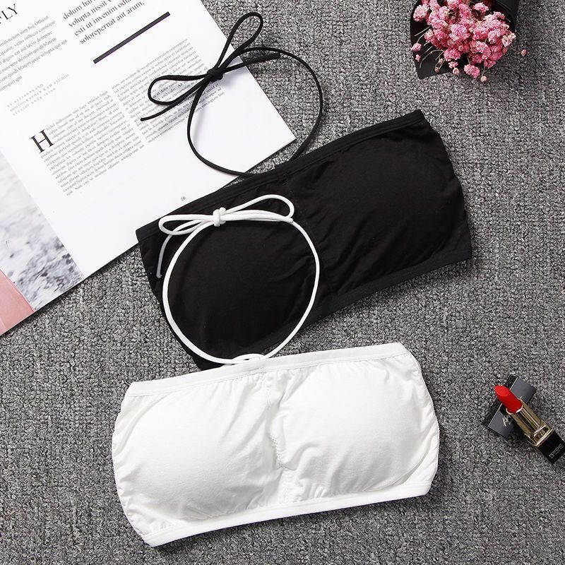 挂脖内衣女学生韩版薄款大胸显小裹胸抹胸罩无钢圈发育期少女文胸