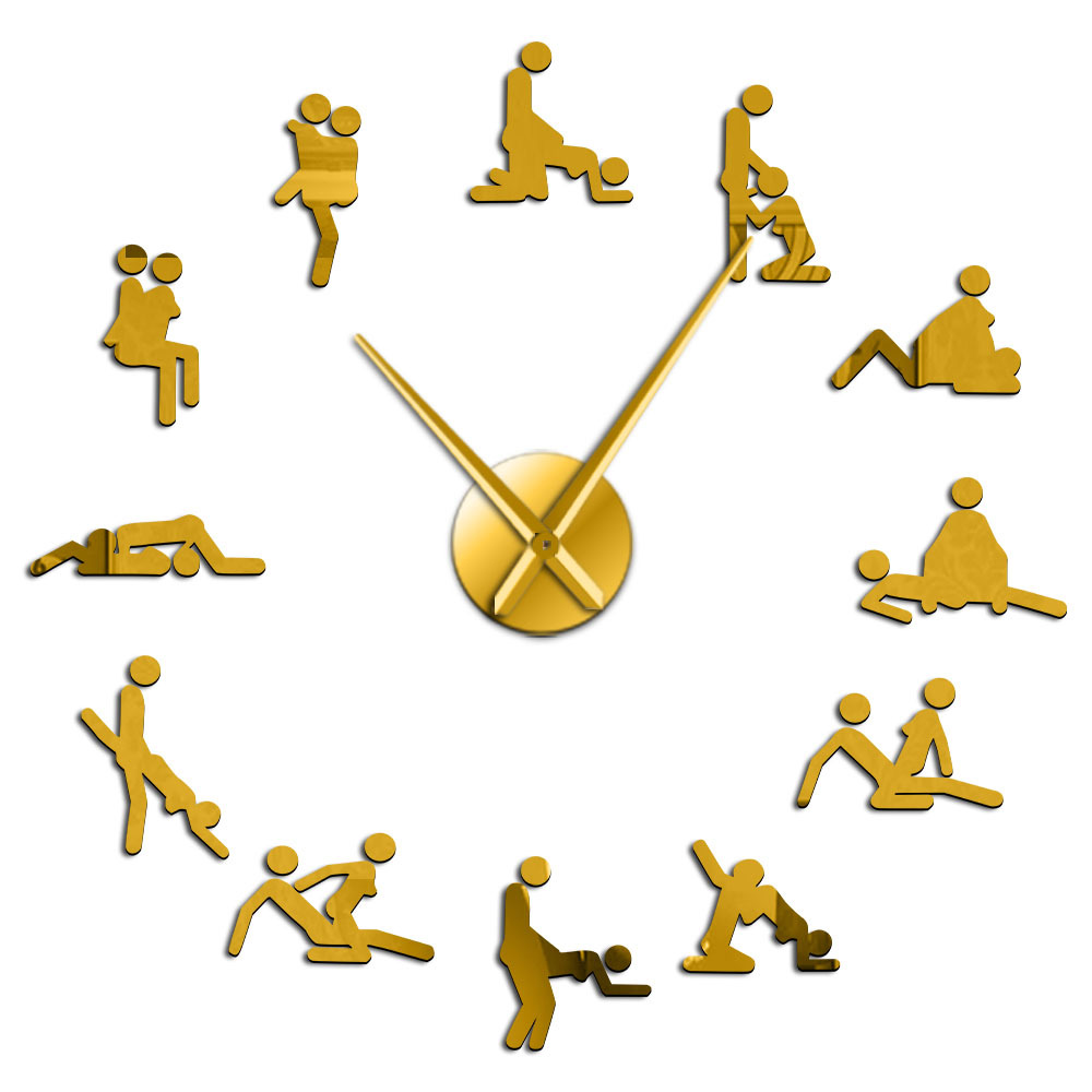 diy3d镜面挂钟夫妻情侣卧室静音墙钟印度爱经主题装饰大时钟跨境