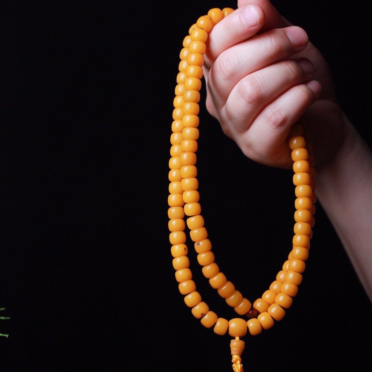 菩提根自然陈籽玉化黄色菩提佛珠手串修行108颗手链项链念珠批发