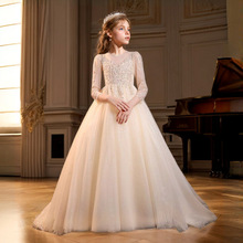 女童晚礼服2024新款春季小女孩生日公主裙儿童钢琴主持走秀演出服