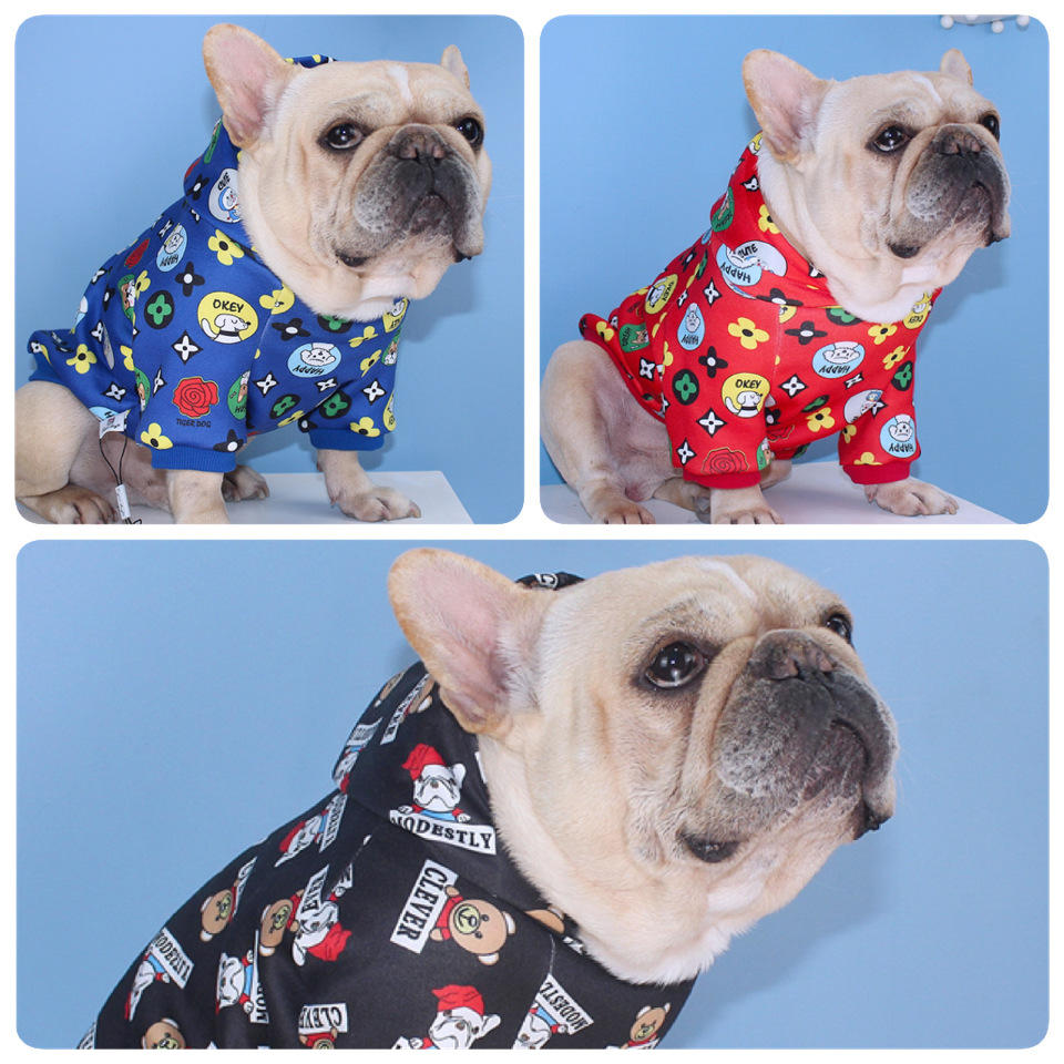 tiger dog过年潮牌宠物斗牛犬法斗巴哥狗狗两脚秋冬加绒服装卫衣