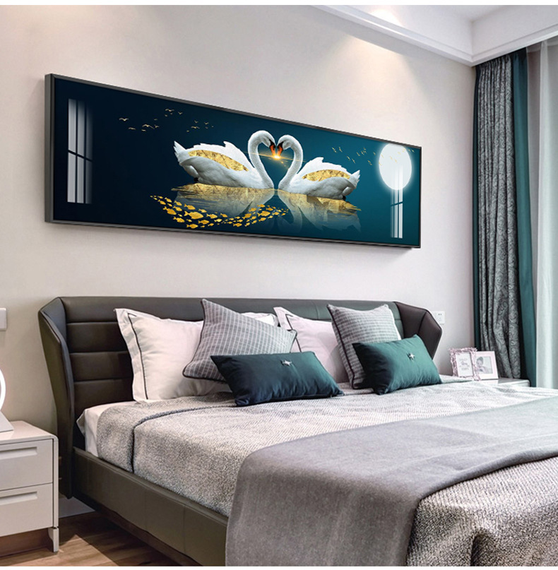 卧室床头装饰画现代简约轻奢风主卧挂画房间壁画酒店民宿背景墙画