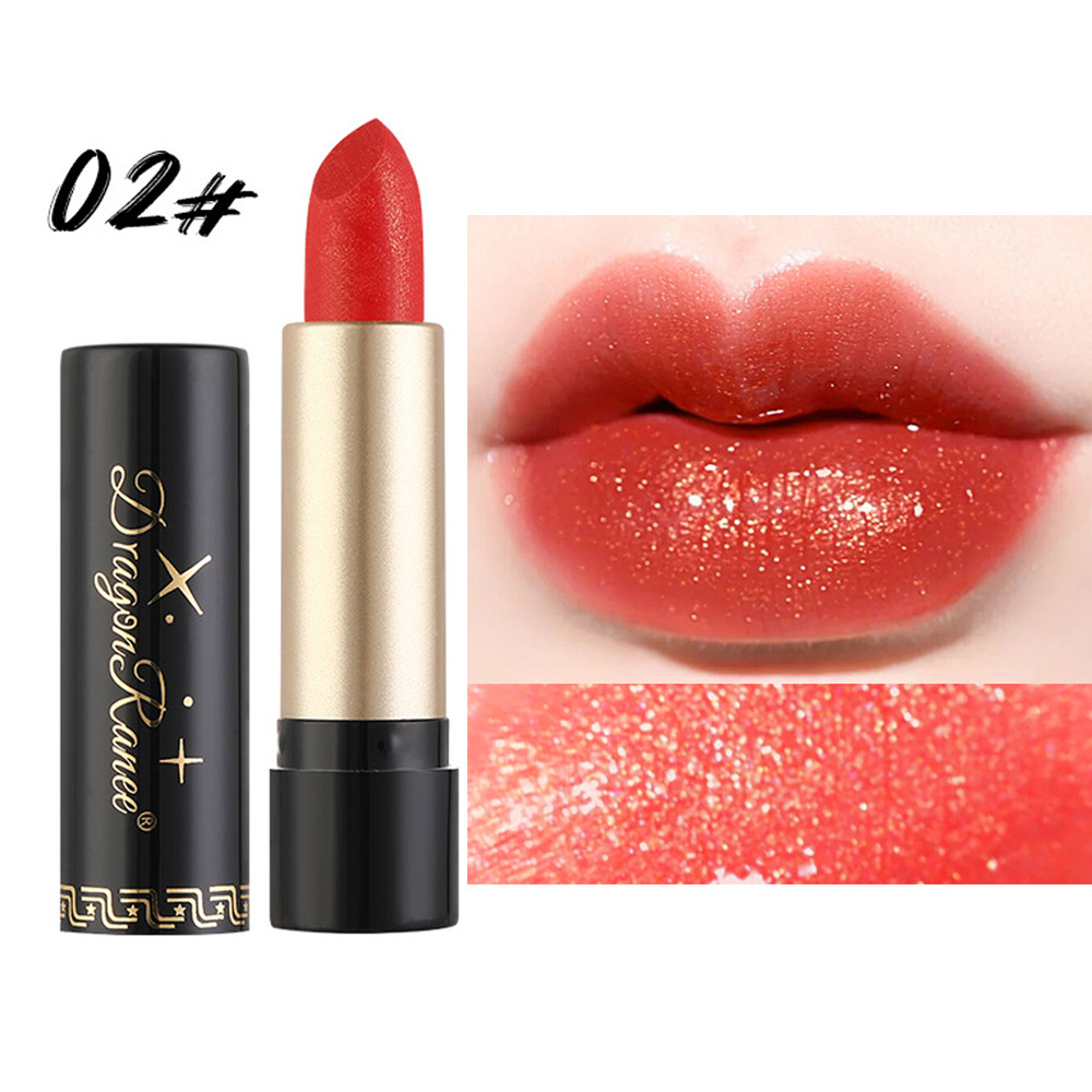 人鱼姬口红珠光火龙果橘红桃粉色微闪唇膏不掉色滋润细闪豆沙