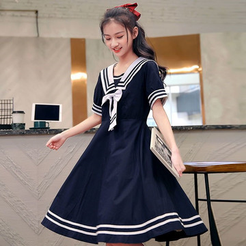 少女学生连衣裙女12岁13女孩夏装16初中生日系学院裙中小学生裙子