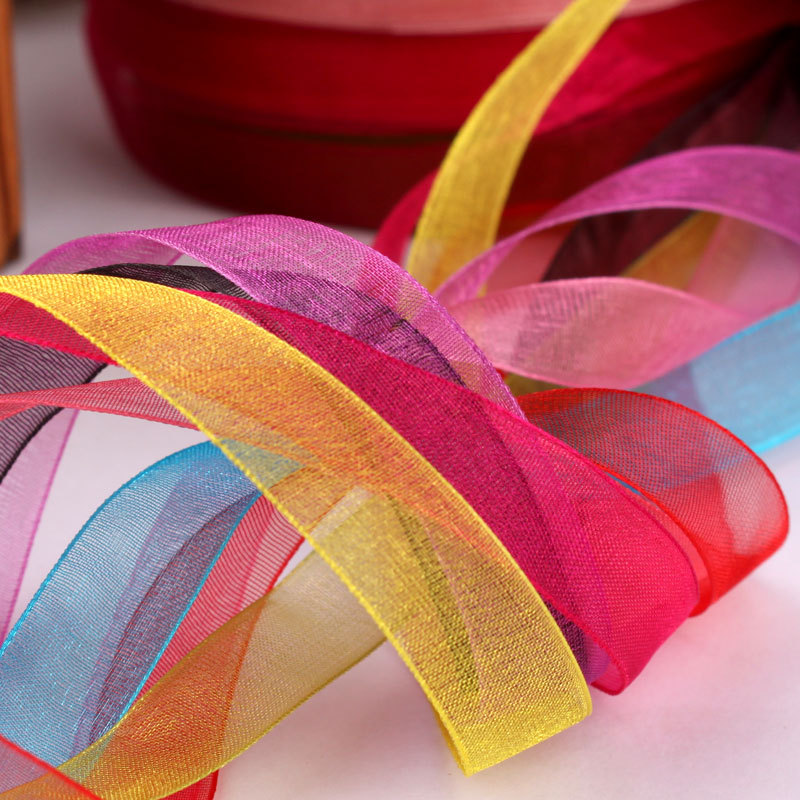 cm丝带彩色宽透明装饰发饰缎带mm彩带布12礼品包装1.2绸带雪纱带