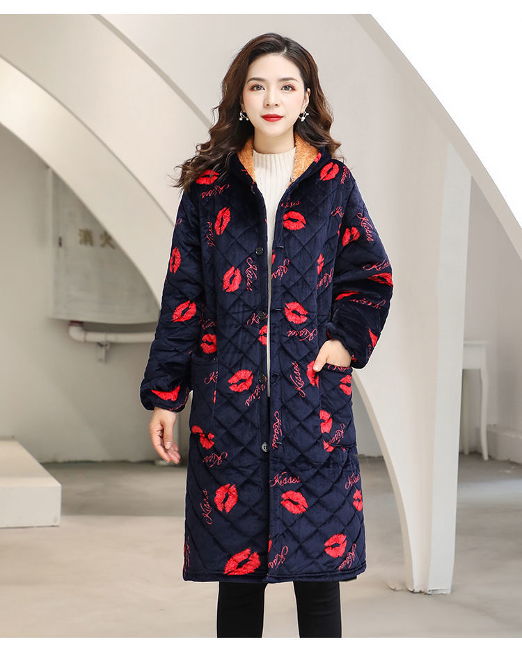 加棉罩衣成人女冬天长袖加绒加厚外穿防水中长款工作服长袖围裙女