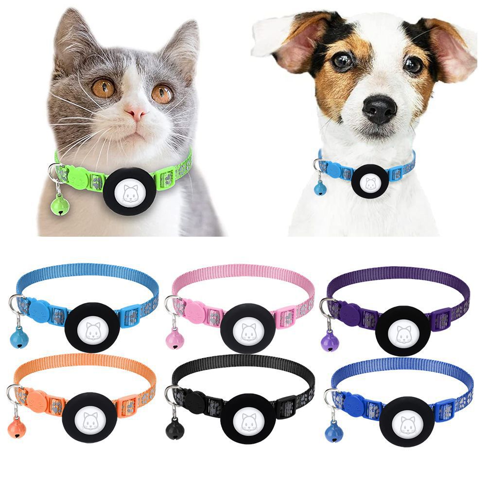 Airtag Cat Collar Bell Pendant Silicone Case Dog Harness Reflective Footprints Positioning Pet Collar Anti-Lost