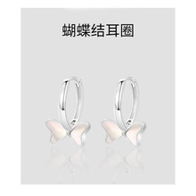蒂奇S925纯银精致高级感蝴蝶结耳环女气质甜美母贝耳环小众耳饰品